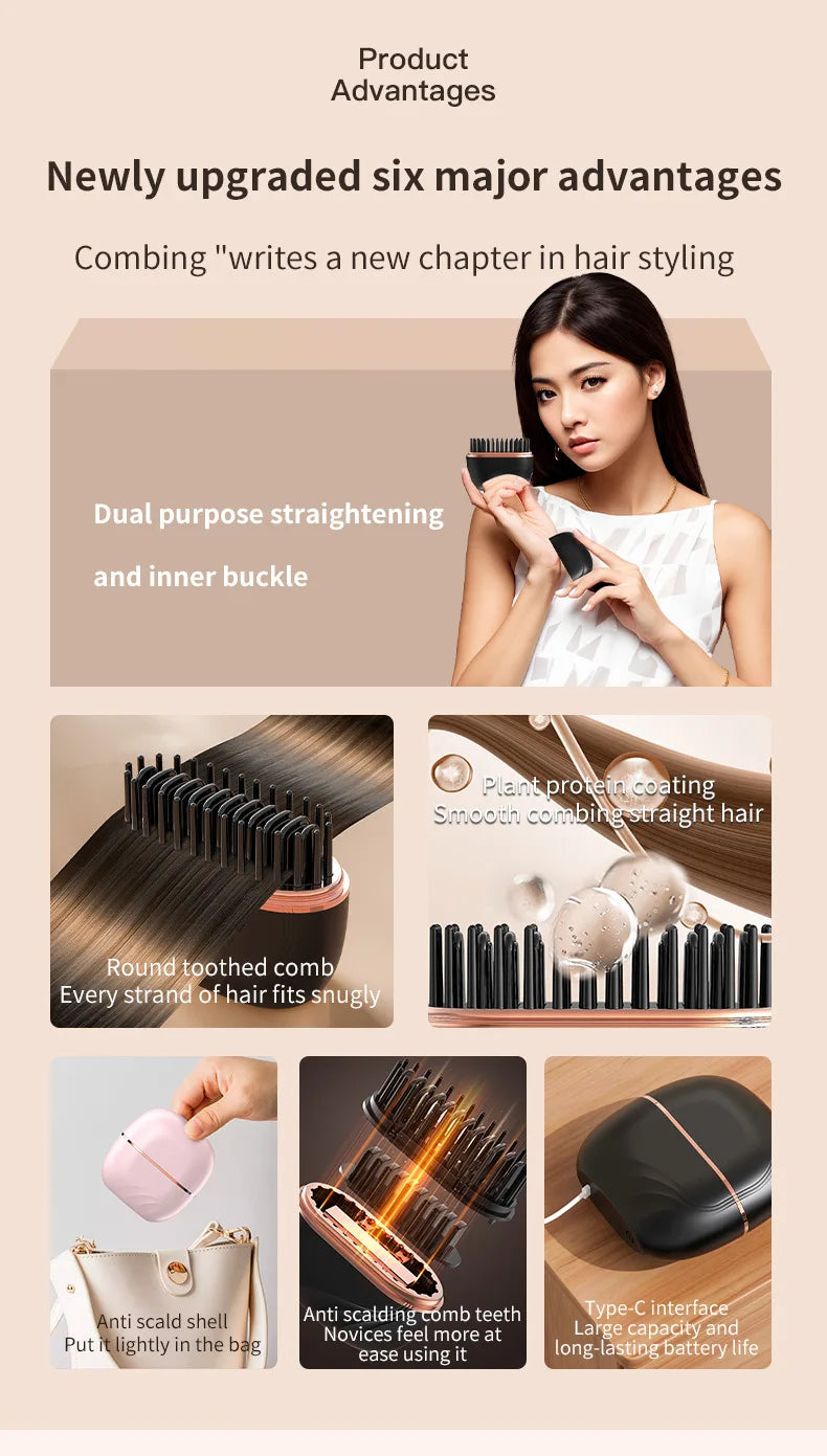 Portable Hair Straightener Brush