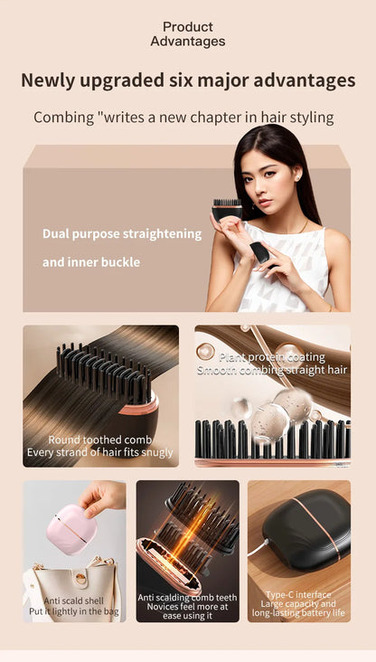 Portable Hair Straightener Brush